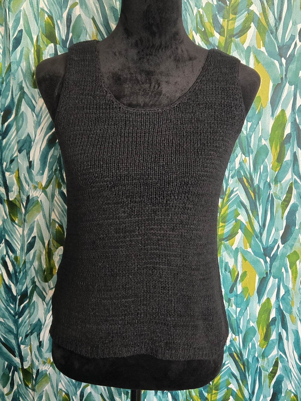 LOFT Black Lightweight Open Knit Scoop Neck Sweater Tank Top